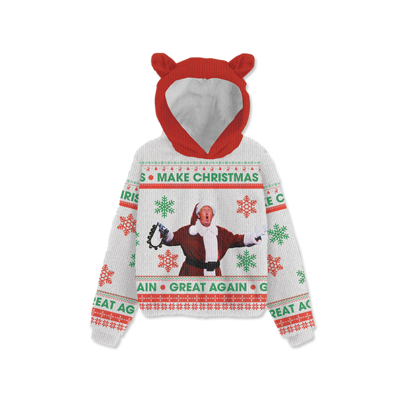Make Christmas Great Again Kids Fleece Sweatshirt with Ear