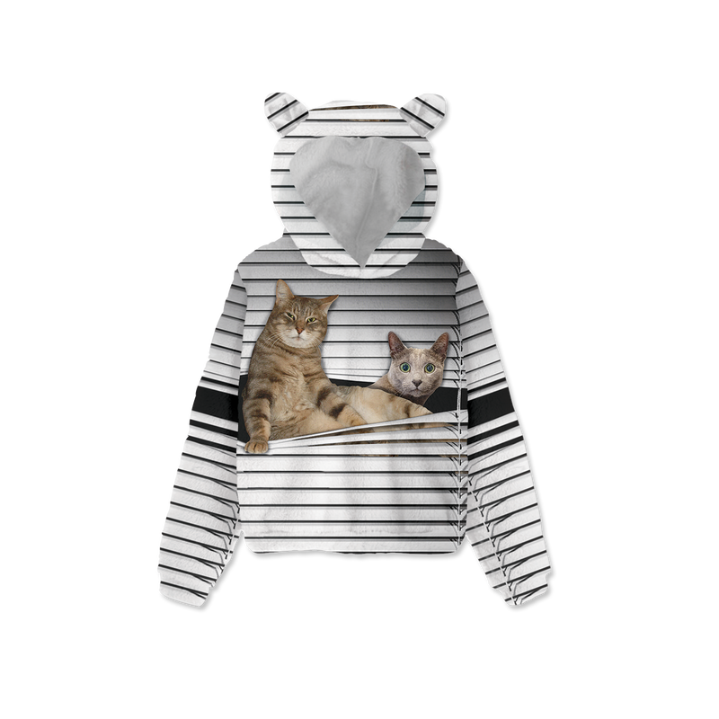Judgemental Cats Kids Fleece Sweatshirt with Ear
