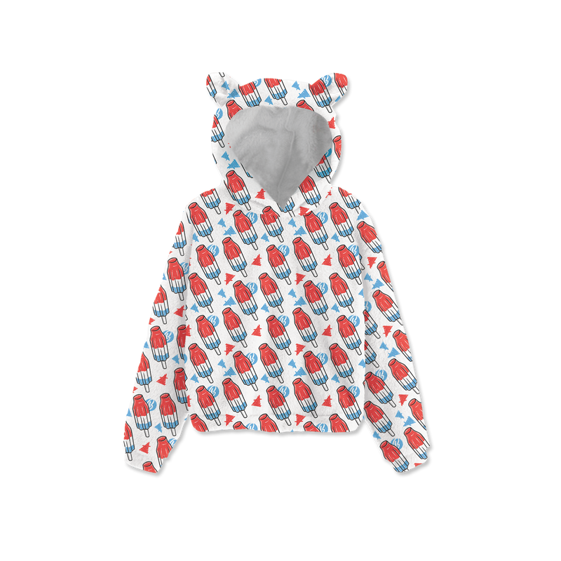 Bomb Pop Pattern Kids Fleece Sweatshirt with Ear