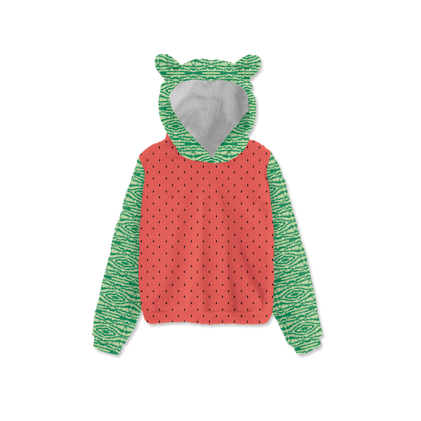 Watermelon Kids Fleece Sweatshirt with Ear