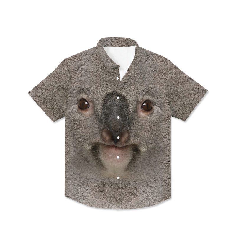 Koala Face Kids Hawaiian Button Up