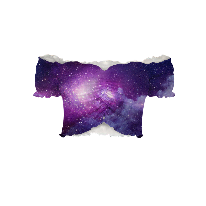 Purple Galaxy Off-Shoulder Blouse