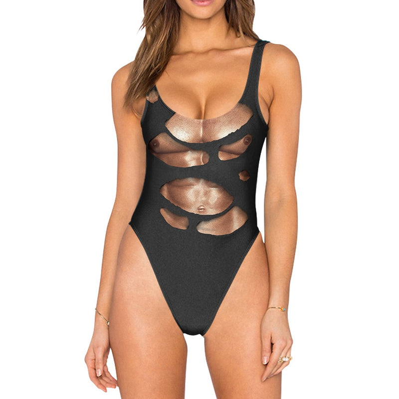 Ripped Chest Swimsuit - High Legged