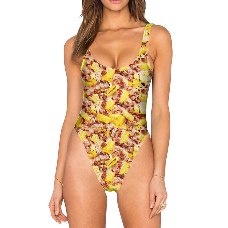 Hawaiian Pizza Swimsuit - High Legged