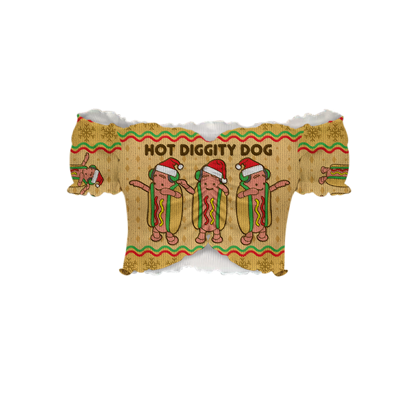 Dancing Hot Dog Off-Shoulder Blouse