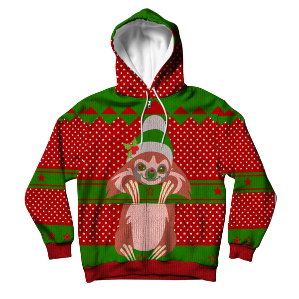 Sloth Christmas Sweater Unisex Hoodie Zipup 