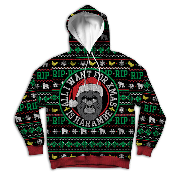 All I Want For Xmas Is Harambe Unisex Hoodie Zipup