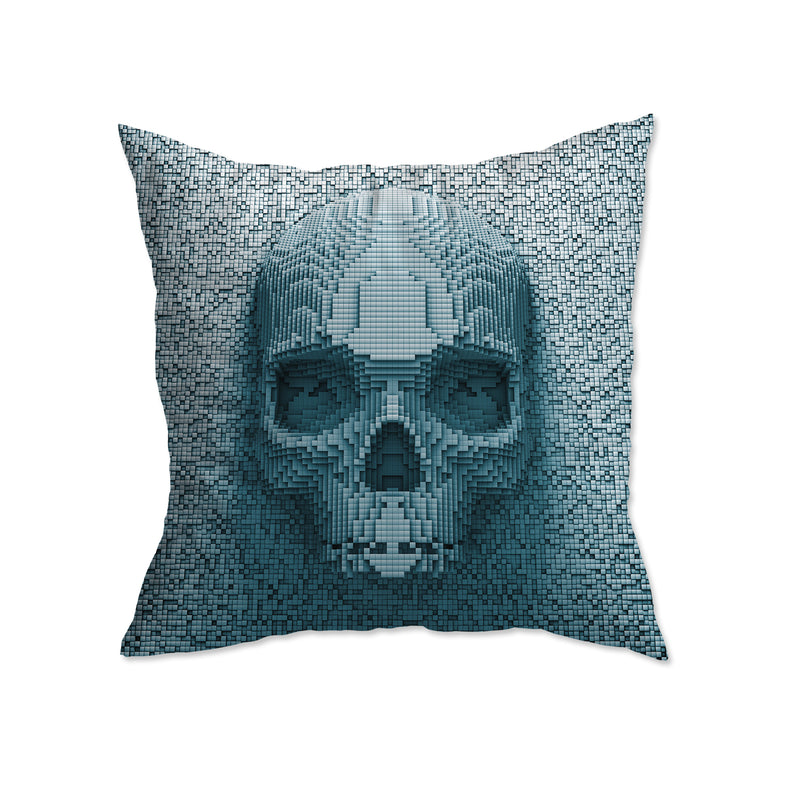 Blocked Skull Plush Pillow