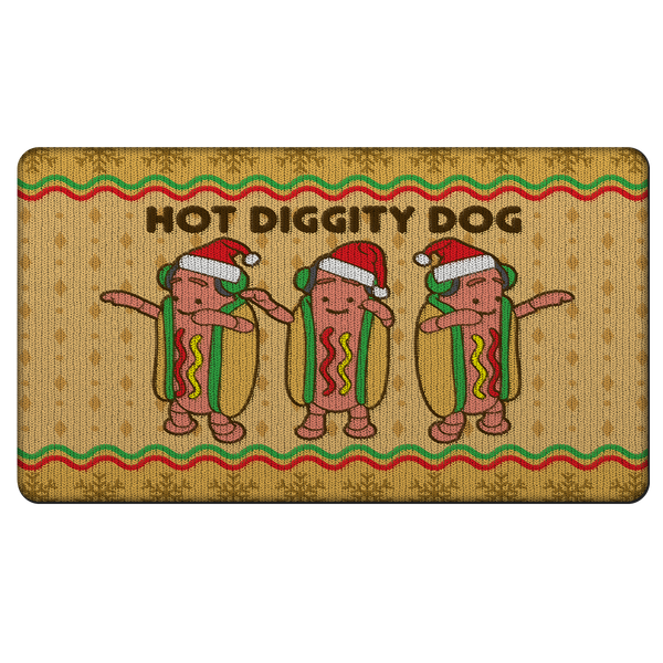 Dancing Hot Dog Rubber Door Mat