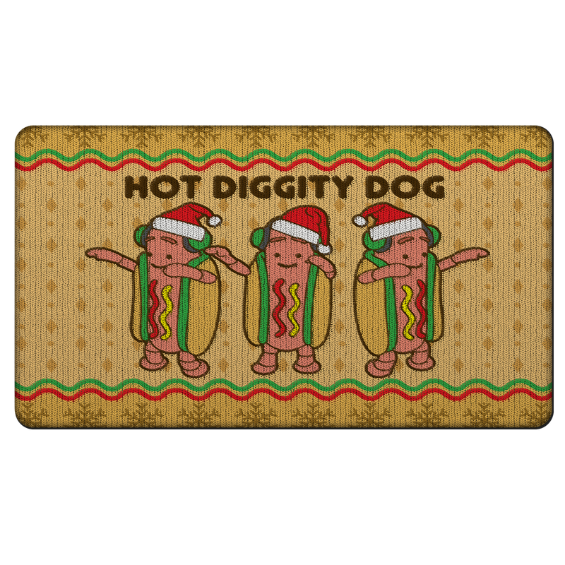Dancing Hot Dog Rubber Door Mat