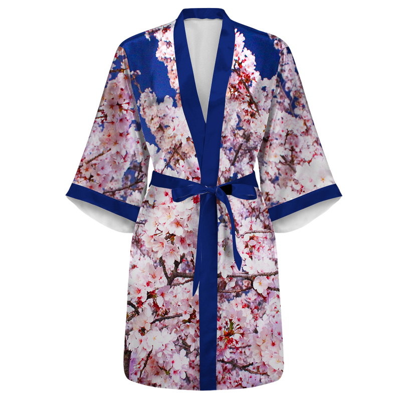 Sakura Blossom Satin Kimono Robe