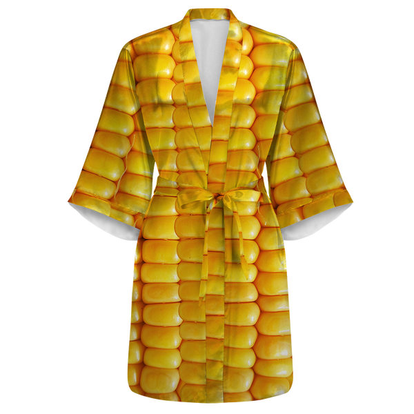 Corn Cob Satin Kimono Robe