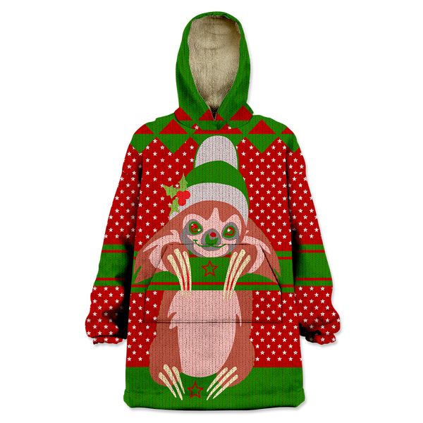 Sloth Christmas Sweater Wearable Blanket Hoodie