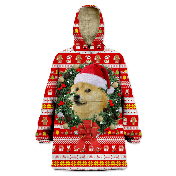Christmas Doge Wearable Blanket Hoodie