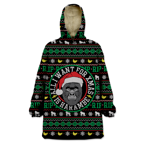 All I Want For Xmas Is Harambe Wearable Blanket Hoodie