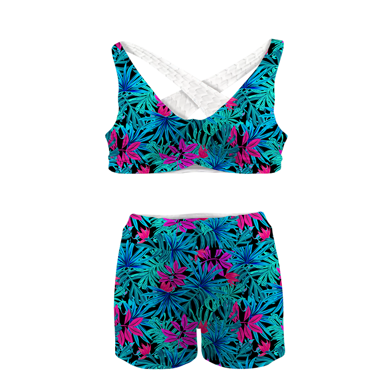 Tropical Leaves Sports Bra Suit