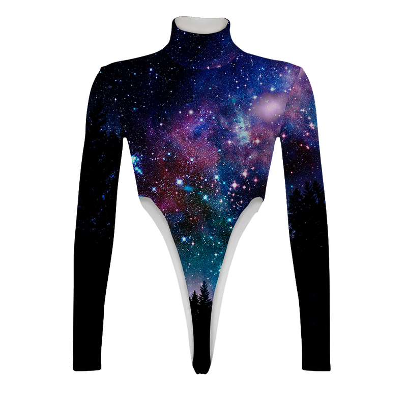 Galaxy Forest Turtleneck Long Sleeve Jumpsuit
