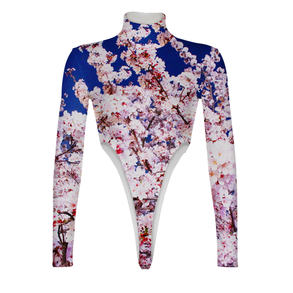 Sakura Blossom Turtleneck Long Sleeve Jumpsuit