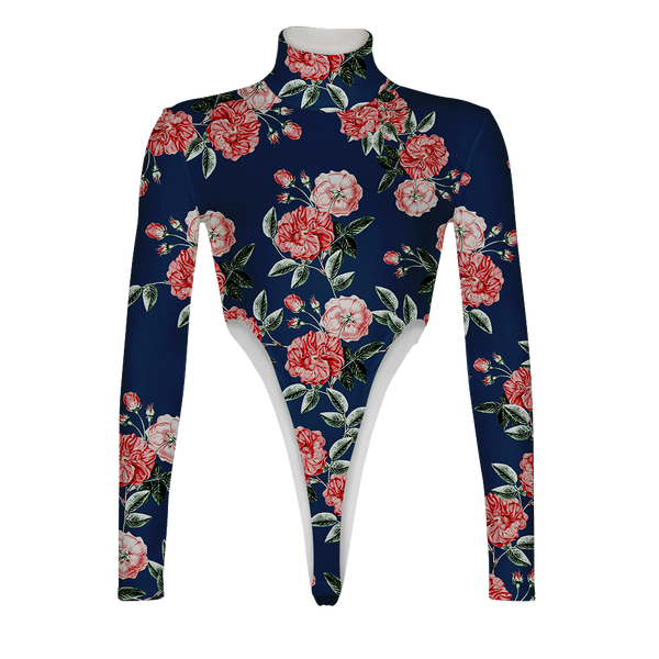 Vintage Rose Turtleneck Long Sleeve Jumpsuit