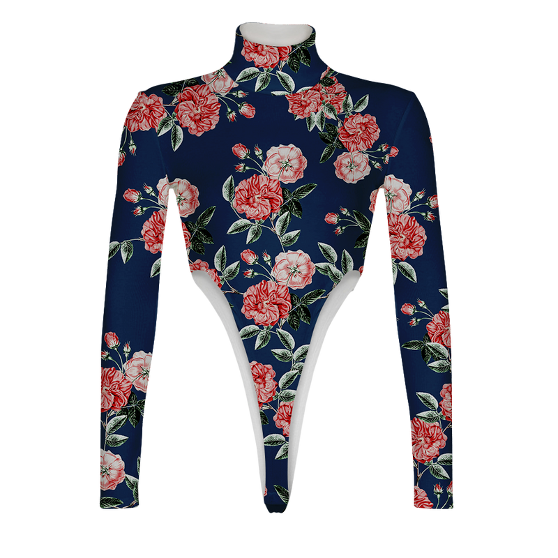 Vintage Rose Turtleneck Long Sleeve Jumpsuit