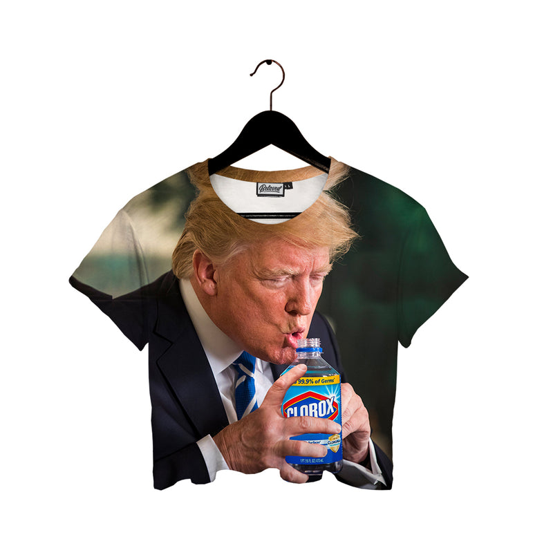 Trump Drinking Clorox Crop Tee