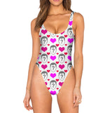 Custom Heart Pattern Swimsuit - High Legged